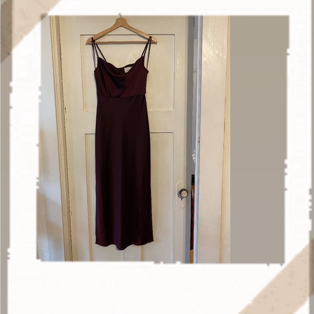 BHLDN Cali Satin Cowl-Neck Midi Slip Dress (Worn Once)